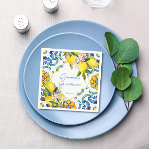 Medelhavet Majolica-kakel lemoner bröllopsdusch Pappersservett