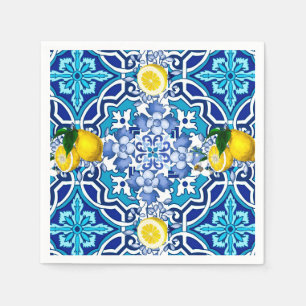 Medelhavet,majolica,plattor,citroner,citrusfrukter Pappersservett