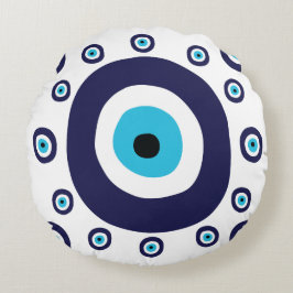 Medelhavet marin Aqua Blue Nazar Lucky Evil Öga Rund Kudde