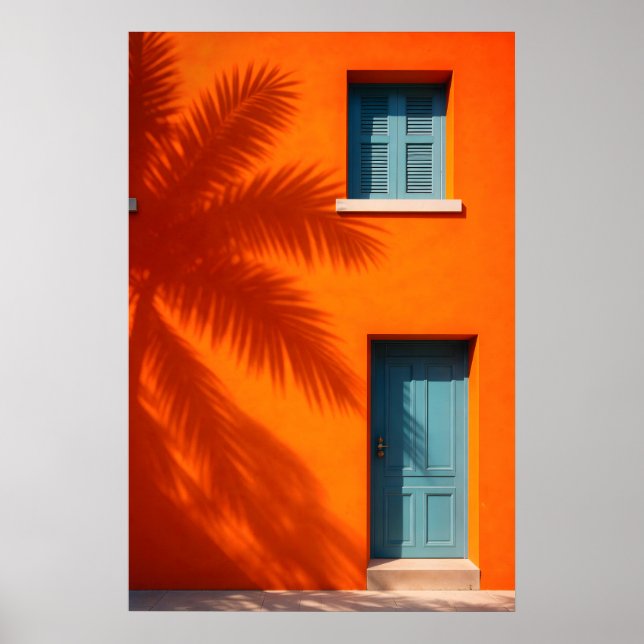 Medelhavet Orange Vägg Affisch, Kust Palm Poster (Framsidan)
