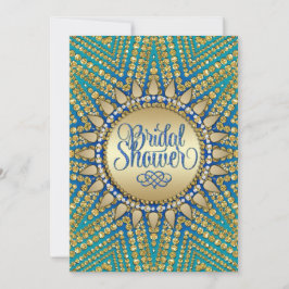 Medelhavet Sol Guld Glitter Bröllopsdusch Inbjudningar