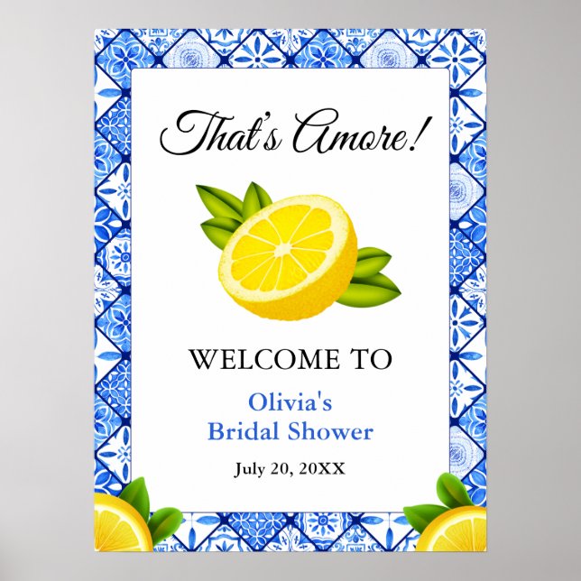 Medelhavet That's Amore Bröllopsdusch Välkommen Poster (Framsidan)