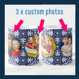 Medelhavets Azulejos med 3 bilder och text Kaffemugg