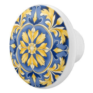 Medelhavets botaniska mönster - Blått och Gult Knopp