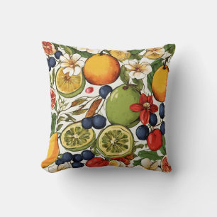 Medelhavets citroner, limoner och blommor. Målade Kudde