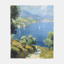 Medelhavets olivlund vid havet  fleecefilt