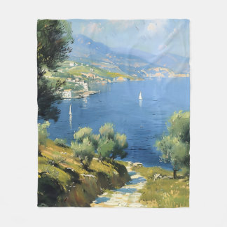 Medelhavets olivlund vid havet  fleecefilt