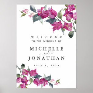 Medelhavs Bougainvillea Bröllop Välkomstskylt Poster
