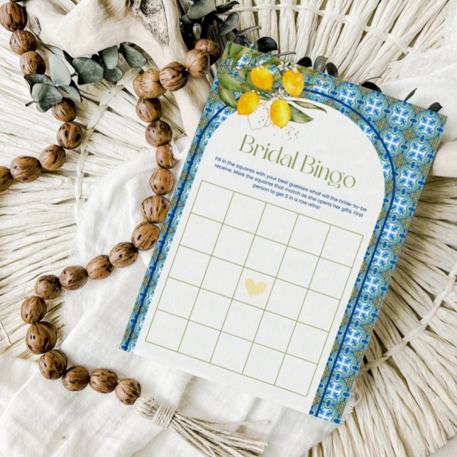 Medelhavs citron bröllopsdusch Bingo spelkort Inbjudningar (Skapare uppladdad)
