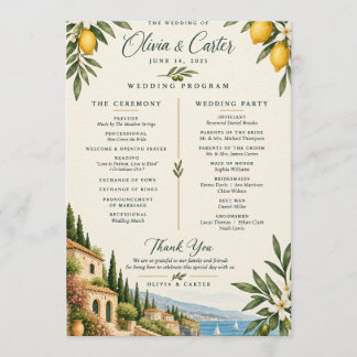 Medelhavs citron bröllopsprogram | Italiensk villa Program