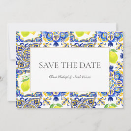 Medelhavs citron Spara datum bröllopskort Datumet