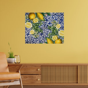 Medelhavs citroner sommar portugisiska plattor poster