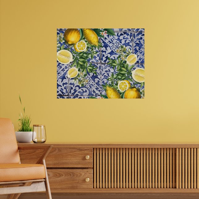 Medelhavs citroner sommar portugisiska plattor poster (Vardagsrum 2)