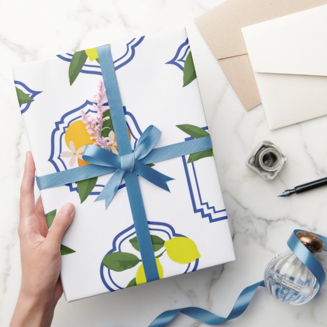 Medelhavs Citrus Frukt Mönstrad Presentpapper (Gifting)