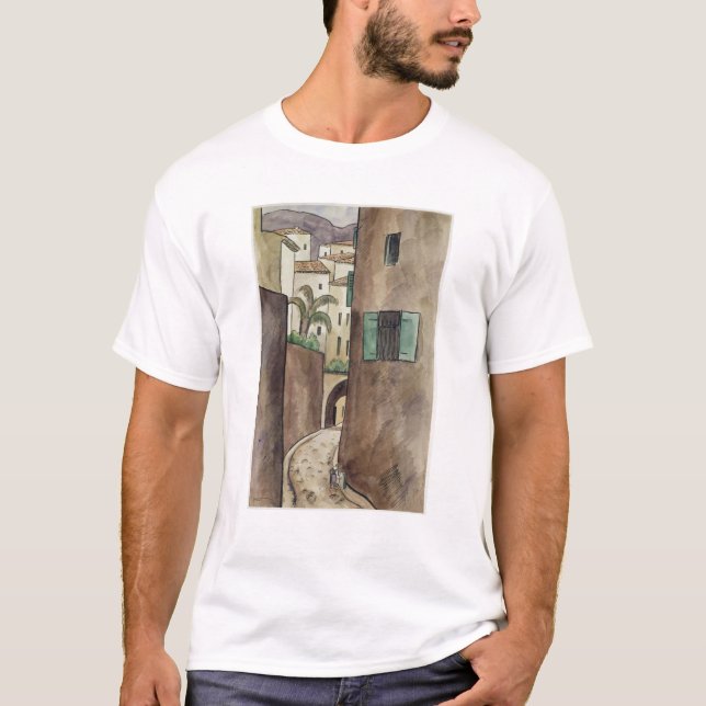 Medelhavs- gata och hus t shirt (Framsida)