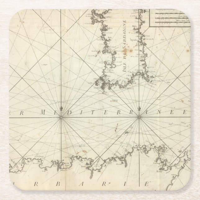 Medelhavs- hav 2 underlägg papper kvadrat (Framsidan)