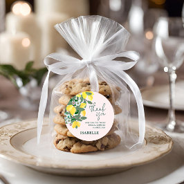 Medelhavs-inspirerad italiensk citron rosa bröllop runt klistermärke