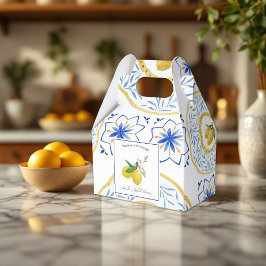 Medelhavs-inspirerad lemon-tema bröllop/brudvisnin presentaskar