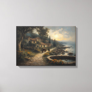 Medelhavs kustby - 1800-talsstil canvastryck