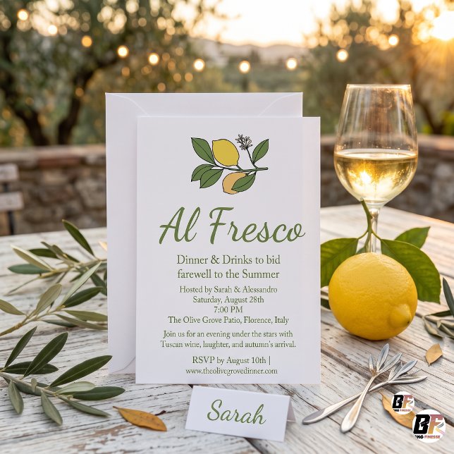 Medelhavs Lemon Al Fresco Sommarfest Dinner Inbjudningar (#PartyInvitation)
