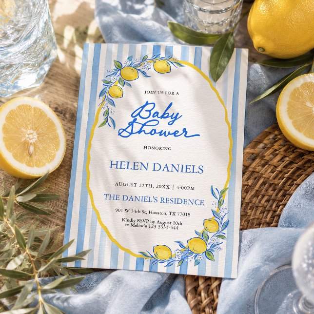 Medelhavs Lemon Baby Shower Inbjudan (Skapare uppladdad)