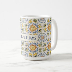 Medelhavs Lemon Kakel Italiensk Kustdesign Kaffemugg
