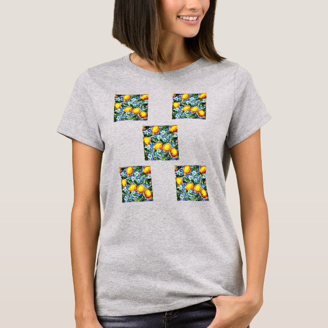 Medelhavs Lemon Kakelplattor T Shirt (Framsida)