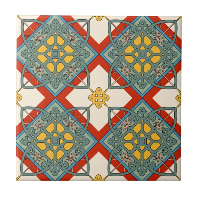 Medelhavsantika ornamentala geometriska  kakelplatta (Framsidan)