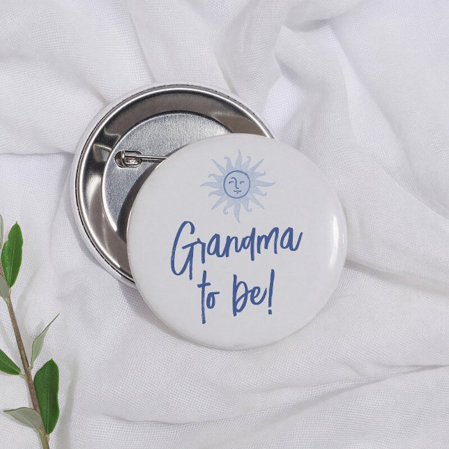 Medelhavsblå Baby Shower Mormor Att Bli Knapp (Skapare uppladdad)