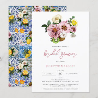 Medelhavsblå Blommigt, Lemon-Möhippa Inbjudningar