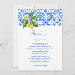 Medelhavsblå brickor bröllop tackkort tack kort