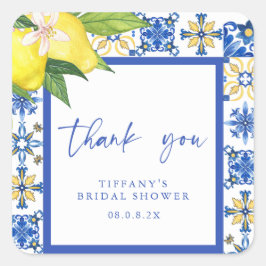 Medelhavsblå citroner, Möhippa Tack Fyrkantigt Klistermärke