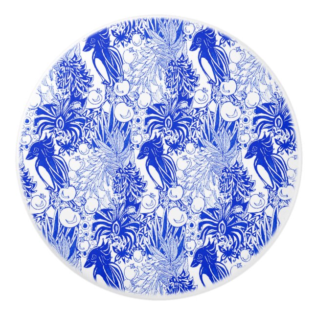 Medelhavsblå fåglar och granatäpplen  knopp (Framsidan)