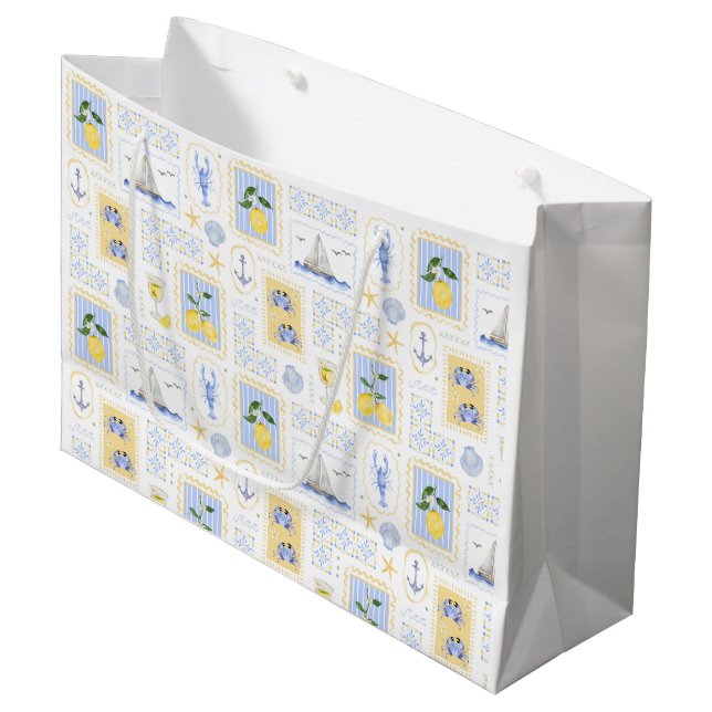Medelhavsblå Kakel Gul Citron Kust (Framsidan Vinklad)