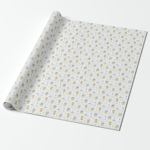Medelhavsblå Kakel Gul Citron Kust Presentpapper