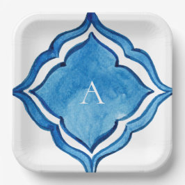 Medelhavsblå Kakel Monogram
