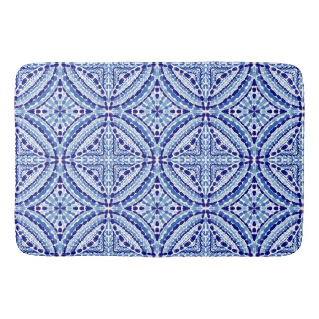 Medelhavsblå mosaik-Hand-Paílated Stil Badrumsmatta (Framsidan)