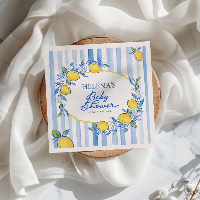 Medelhavsblå randig baby shower  pappersservett (Skapare uppladdad)