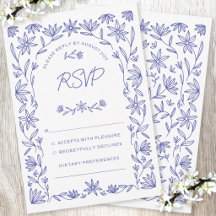 Medelhavsblå Vildblomma Bröllop RSVP-kort