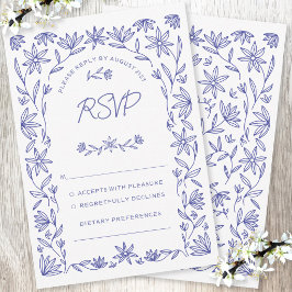 Medelhavsblå Vildblomma Bröllop RSVP-kort OSA Kort