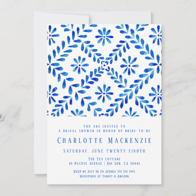 Medelhavsblåa plattan, sommartid, Möhippa Inbjudningar (Framsida)