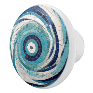 Medelhavsblåhavsfiske Öga Faux Mosaic Knopp
