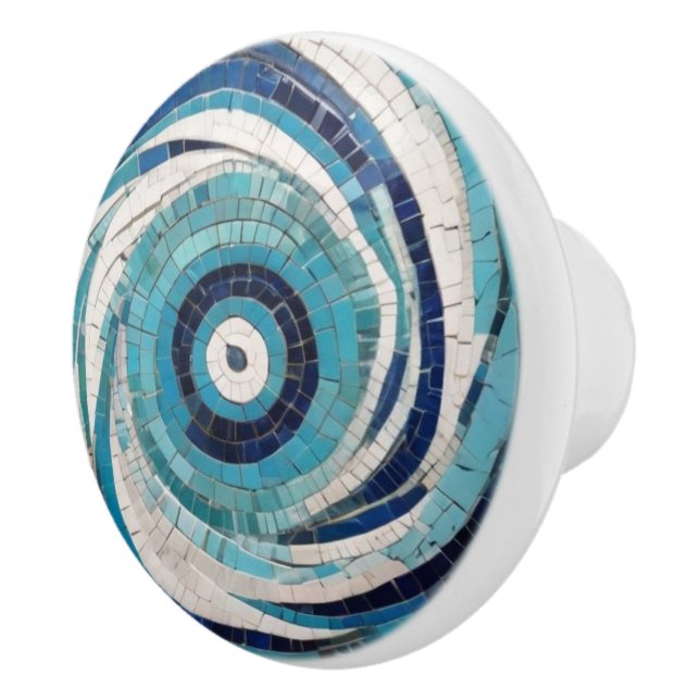 Medelhavsblåhavsfiske Öga Faux Mosaic Knopp (Höger)