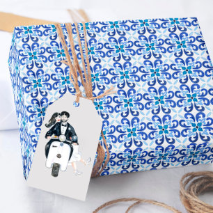 Medelhavsblått kakelinslagspapper presentpapper