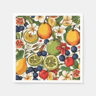 Medelhavsbor, citroner och blommor. Målad Pappersservett