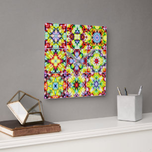 Medelhavsbrickor, Alcohol Bläck Tiles, Majolica Fyrkantig Klocka
