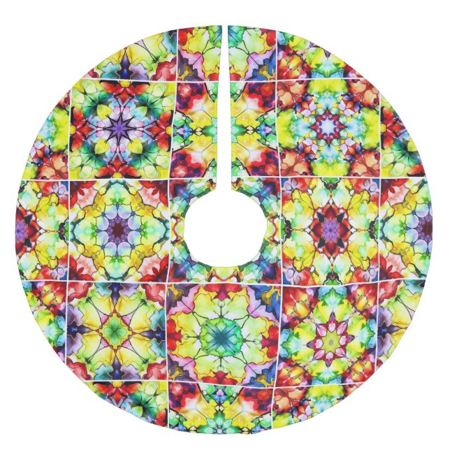 Medelhavsbrickor, Alcohol Bläck Tiles, Majolica Julgransmatta Borstad Polyester (Framsidan)