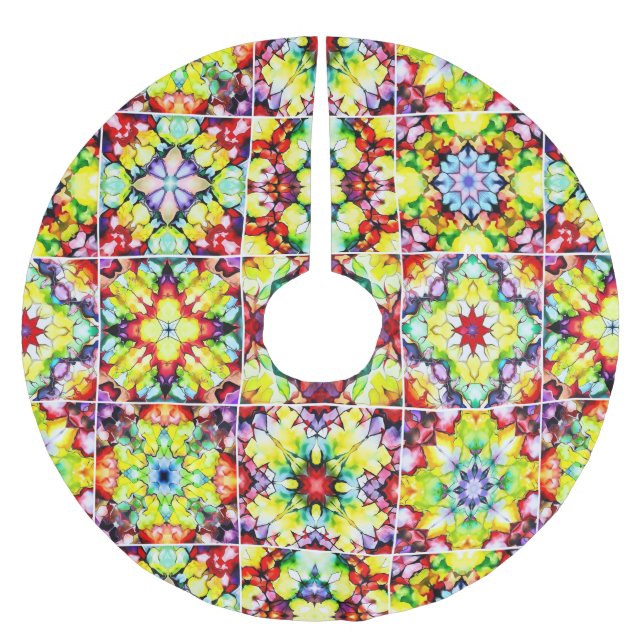 Medelhavsbrickor, Alcohol Bläck Tiles, Majolica Julgransmatta Borstad Polyester (Framsidan)