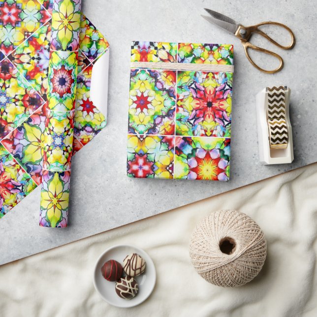 Medelhavsbrickor, Alcohol Bläck Tiles, Majolica Presentpapper (Hantverk)