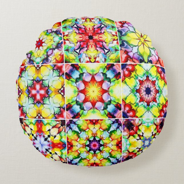 Medelhavsbrickor, Alcohol Bläck Tiles, Majolica Rund Kudde (Framsidan)